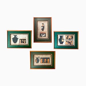 Studies of Archaeological Greek Vases, 18th Century, Drawings, Framed, Set of 4