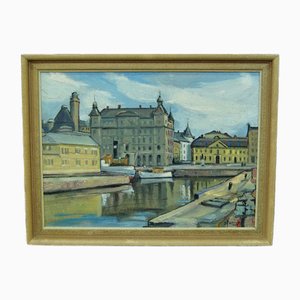 Hjalmar Larsson, Stockholm Cityscape, 1940, Oil on Panel