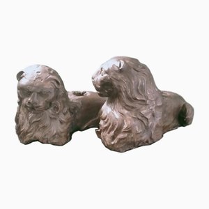 Lions Sculptures, 1600s, Set of 2
