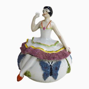 Half Doll Jewelry Box in the Shape of a seated Woman in Porcelain, 1930s