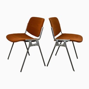 Orange Office Chairs by Giancarlo Piretti for Anonima Castelli, 1980s, Set of 2
