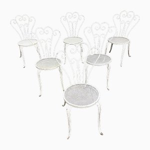 White Lacquered Iron Garden Chairs from Casa E Giardino, 1950s, Set of 6