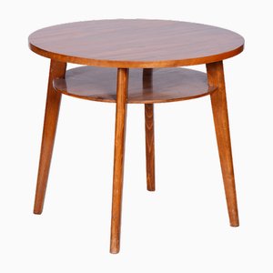 Small Mid-Century Czech Round Table in Beech and Walnut from Jitona, 1950s