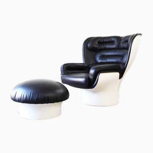 Elda Chair & Ottoman by Joe Colombo for Longhi, 2000s, Set of 2