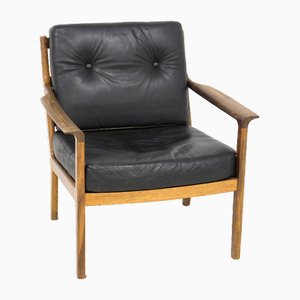 Fauteuil Scandinave en Cuir par Bröderna Andersson, Suède, 1960s