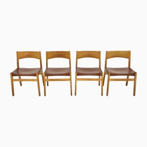John Vedel-Rieper zugeschriebene Esszimmerstühle aus Leder für Erhard Rasmussen, Dänemark, 1960er, 4er Set