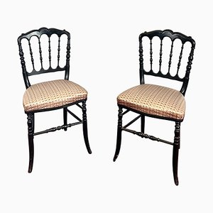 Napoleon III Chairs in Blackened Wood, Set of 2