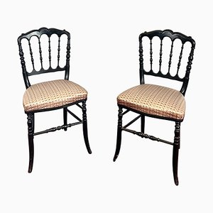 Napoleon III Stühle aus Geschwärztem Holz, 2 . Set