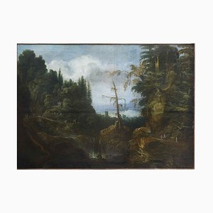 Venetian Artist, Mountain Landscape with Architecture, Early 1700s, Oil on Canvas