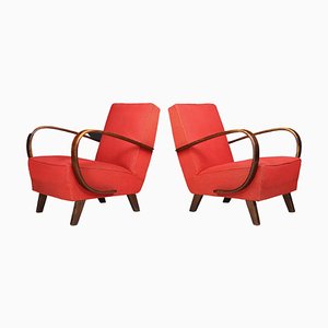 Bentwood Armchairs with Original Upholtery from Jindricch Halalabala, 1940s, Set of 2