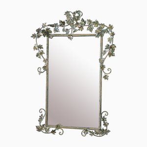 Hand-Painted Metal Wall Mirror with Vine Leaf Motives