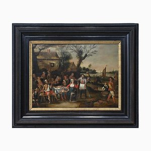 Follower of David Teniers the Younger, Village Feast, 1600, Oil on Panel, Framed