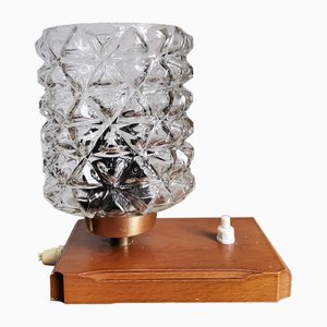 Mid-Century Bedside Lamp in Glass and Wood, Former Yugoslavia, 1970s
