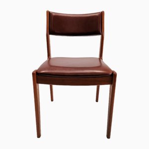 Danish Modern Teak and Leather Dining Chair by Johannes Andersen, 1960s