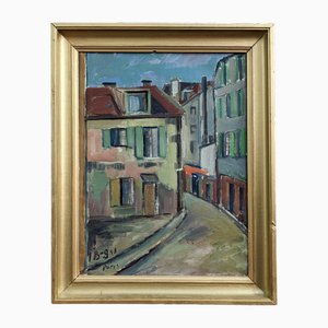 Paris Street Walk, 1950s, Oil on Canvas, Framed