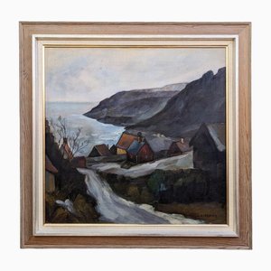 Houses by the Sea, 1950s, Oil on Canvas, Framed
