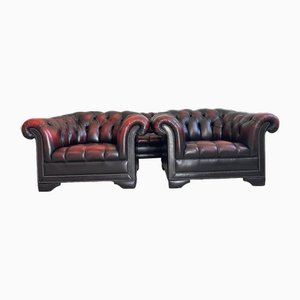 Chesterfield Sofa & Clubsessel, 3er Set