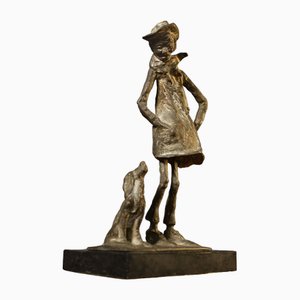 Bronze Statue with Cane by Sella Casia, 1970s