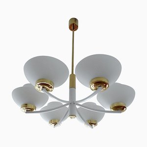 Mid-Century Glass and Brass Pendant Lamp from Hillebrand Lighting, 1960s