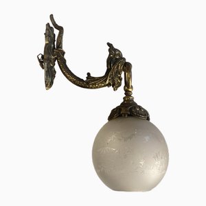 Lámpara de pared vintage de bronce y cristal