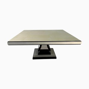 Italian Art Deco Style Parchment, Black Lacquer and Maple Square Dining Table, 1980s
