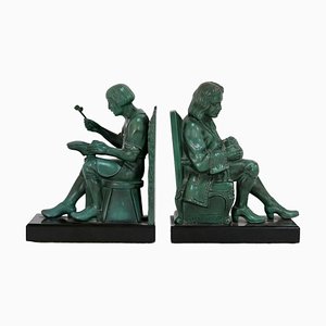 French Art Deco Cobbler and the Nobleman Bookends by Max Le Verrier, 1930s, Set of 2