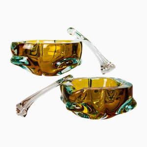 Murano Sommerso Glass Ashtrays with Stubbers attributed to Flavio Poli, 1950s, Set of 4