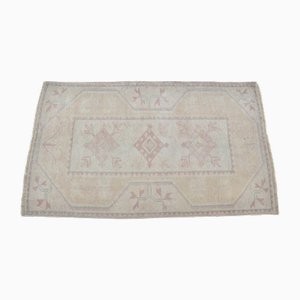 Small Turkish Handmade Wool Area Rug in Tan Color