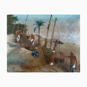 Spilioti, Hombres sacando agua de Oasi, década de 1890, óleo sobre lienzo