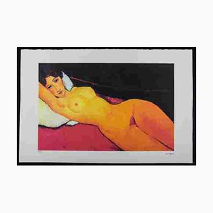 Amadeo Modigliani, Nu féminin allongé sur un coussin blanc, 1980s, Lithographie