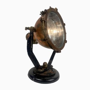 Naval Spotlight Table Lamp in Copper and Brass, 1940s