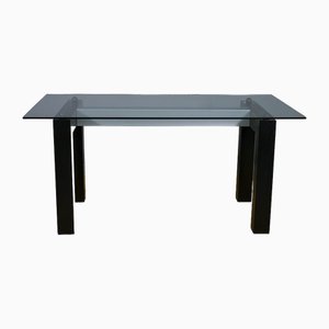 Table with Rectangular Tempered Glass Top, Italy, 1970s