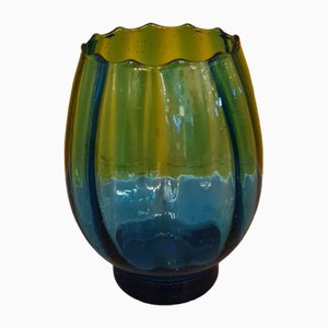 Vintage Turquoise Glass Vase, 1960s