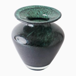 Schwarzgrüne Vase von Kosta Boda, 1980er