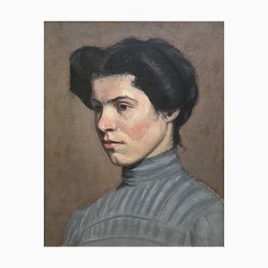 Fernand Bovy, Porträt einer jungen Frau, 1920er, Öl auf Leinwand, gerahmt