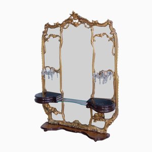Consola barroca con gran espejo y aplique, años 40
