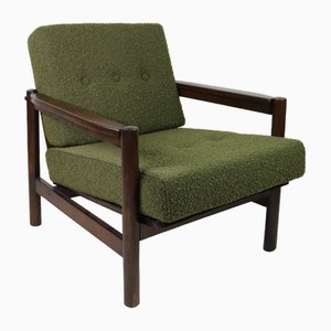 Vintage Sessel aus Olivgrünem Boucle, 1970er