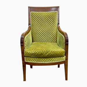 Antique Green Lounge Chairs in Cherrywood, 1800s