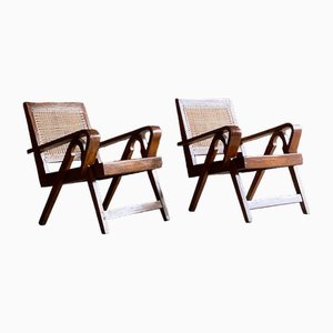 PJ-010705 Compass Lounge Chairs in Teak by Pierre Jeanneret, 1956, Set of 2