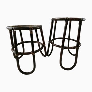 Tabourets Vintage en Bambou, France, 1940s, Set de 2