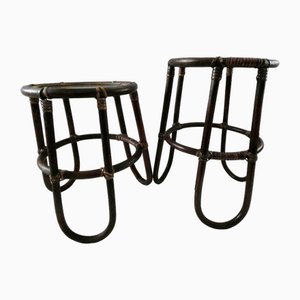 Vintage French Bamboo Stools, 1940s, Set of 2