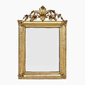 Espejo Luis XVI francés antiguo en hoja de oro, década de 1890
