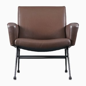 Vintage Sessel aus Braunem Leder, 1950er