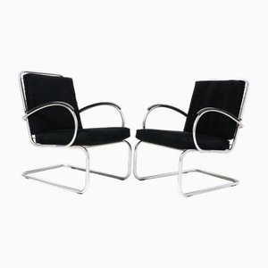 Art Deco Bauhaus Model 409 Lounge Chairs by W.H. Gispen for Gispen, 1930s, Set of 2