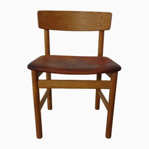 Danish Oak & Leather Model 236 Dining Chair by Børge Mogensen for Fredericia, 1950s