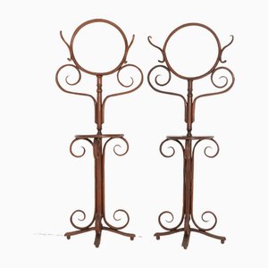 Art Nouveau Bentwood & Beech Stands with Mirrors in the style of Thonet or Kohn, 1900s, Set of 2