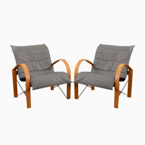 Fauteuil en Cuir par Tord Björklund pour Ikea, 1980s