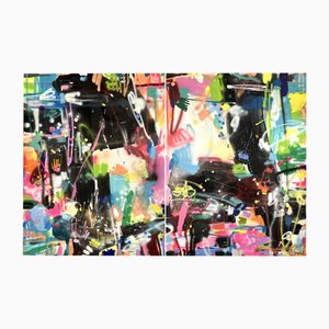 Maria Esmar, Energy, Mixed Media on Canvases, 2020s, Set of 2