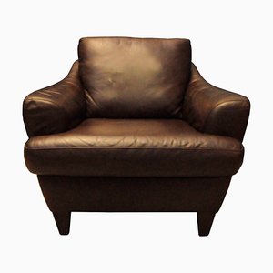 Stately Armchair in Brown Leather by Italsofa, 1970s