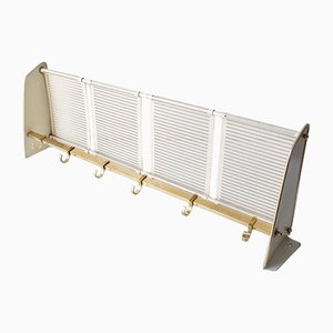 Wall Coat Rack in Brass and Lacquered Metal, 1950s